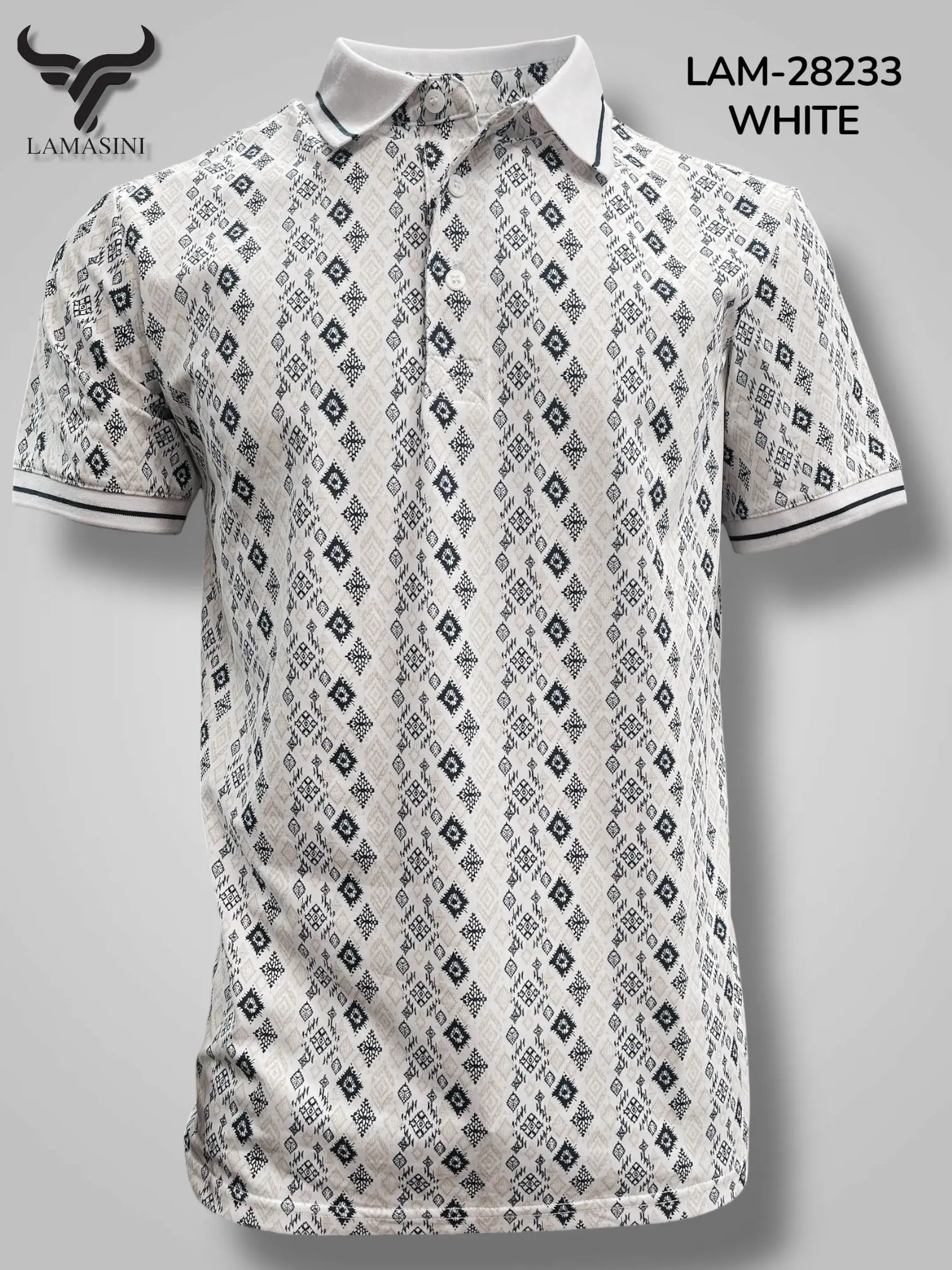 Lamasini LAM-28233 RED Menswear Polo Shirt Short Sleeve Western Inspired Casual Tropical Top High-Quality Comfortable