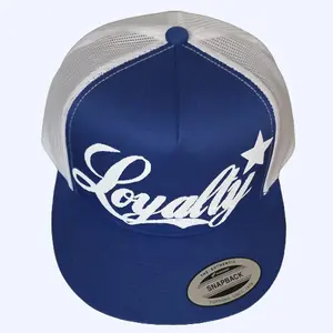 Loyalty Unisex Snapback Hat Blue & White Mesh Cap with Star Puff Vinyl Design Adjustable Fit for Casual Outings