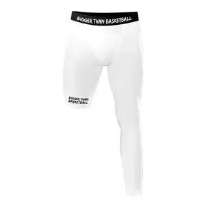 Single-Leg Compression Tights - Left - White | One Leg Sports Sleeve for Running, Basketball, Gym & Recovery
