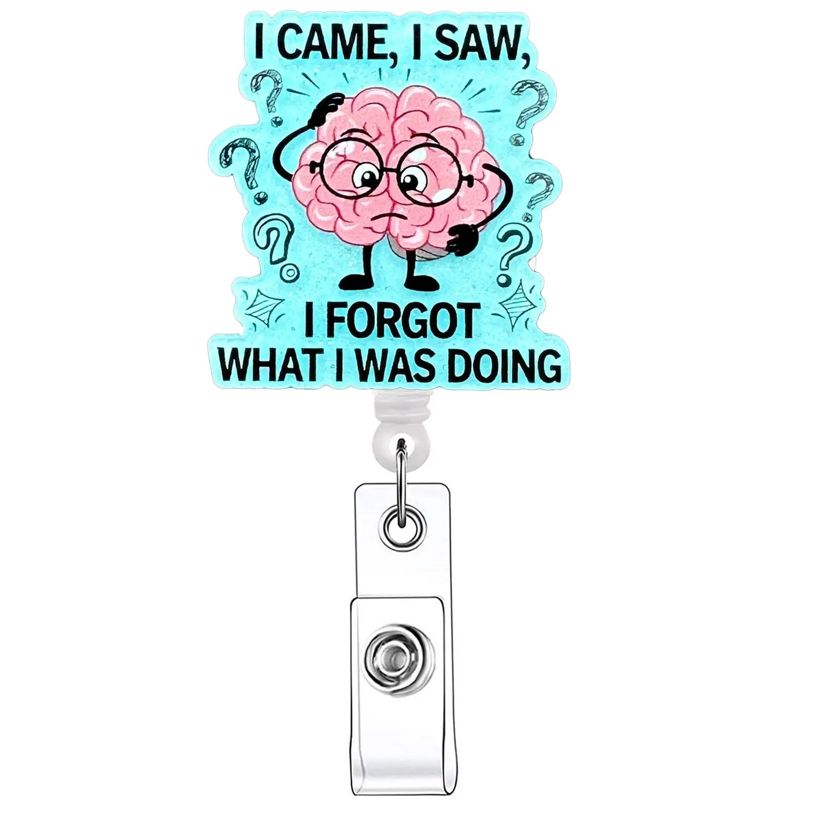 Cute Brain Design Badge Holder, 1 Count/3 Counts Badge Reels Retractable, ID Holder for Nurses, Doctors, Students & Office Staff