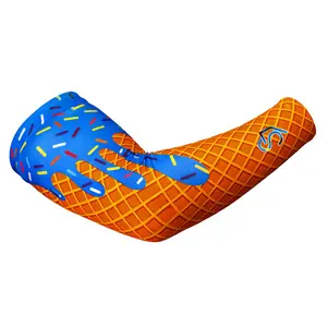 Blue Ice Cream Drip Sports Compression Arm Sleeve - Slim Sizes Available - Breathable Comfortable Soft Cool UPF 50+ Sun Protection