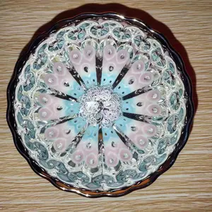 Luminous Silver Peacock Feather Porcelain Teacup - Glow-in-the-Dark Artisan Ceramic Tea Cup