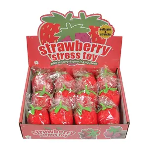 Stress-relief toy: Strawberry-shaped kneadable TPR simulated fruit squeeze toy, soft and chewy, Q-elastic stress-relief gadget