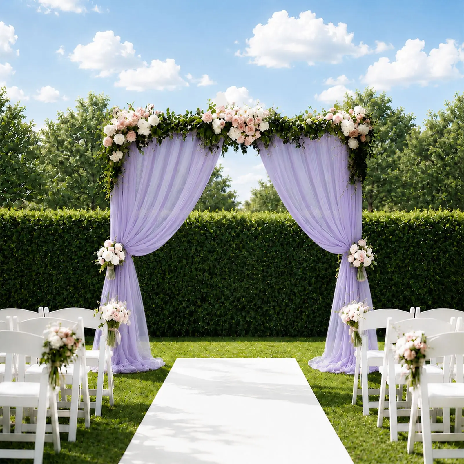 Lavender Lilac Sheer Wedding Arched Backdrop Drape, 5ft×10ft Rod Pocket Fabric Curtain Panel, for Wedding, Bridal Showers, Graduation, Flower Arch Festive Backdrops & Banners, Arch Drape