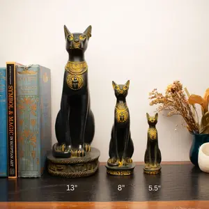 Egyptian Bastet Cat Statue Small - Antique Gold - Made in Egypt