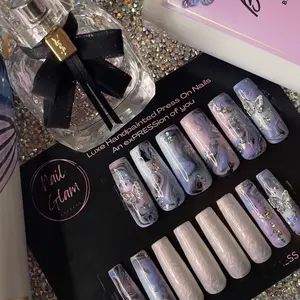 Butterfly Marble Press on Nails
