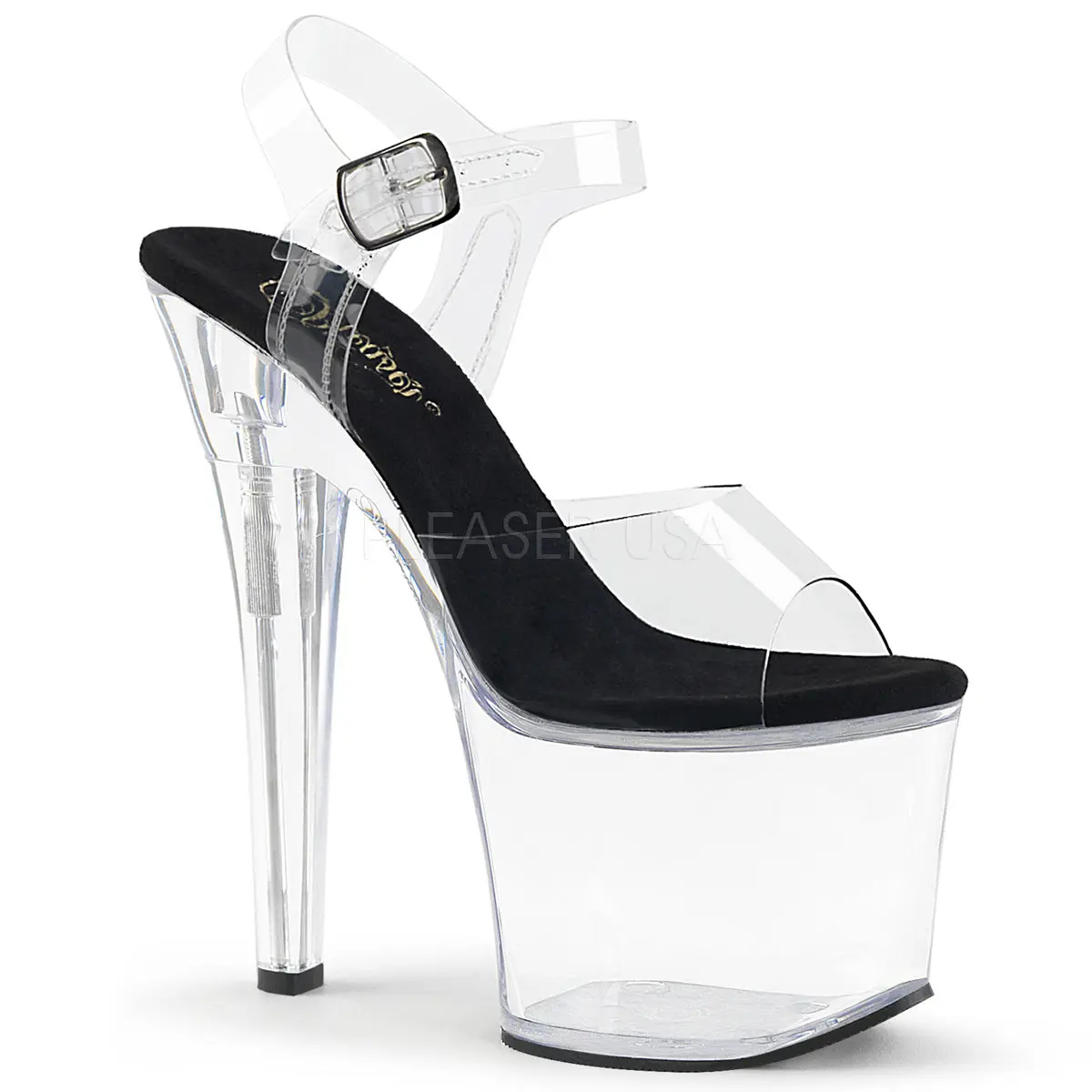 7 Inch Heel RADIANT-708 Clear Black-Clear High Heels Footwear