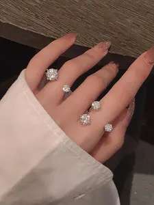 Elegant Rhinestone Decorated Cuff Ring, Exquisite Trendy Open Ring, Fashionable Jewelry for Women As Gift for Daily & Party Decoration