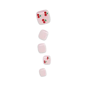 Impress Design No Glue Fake Press On Toenails - Sweet Life | French Design, Red, Short, Squoval, Pedicure