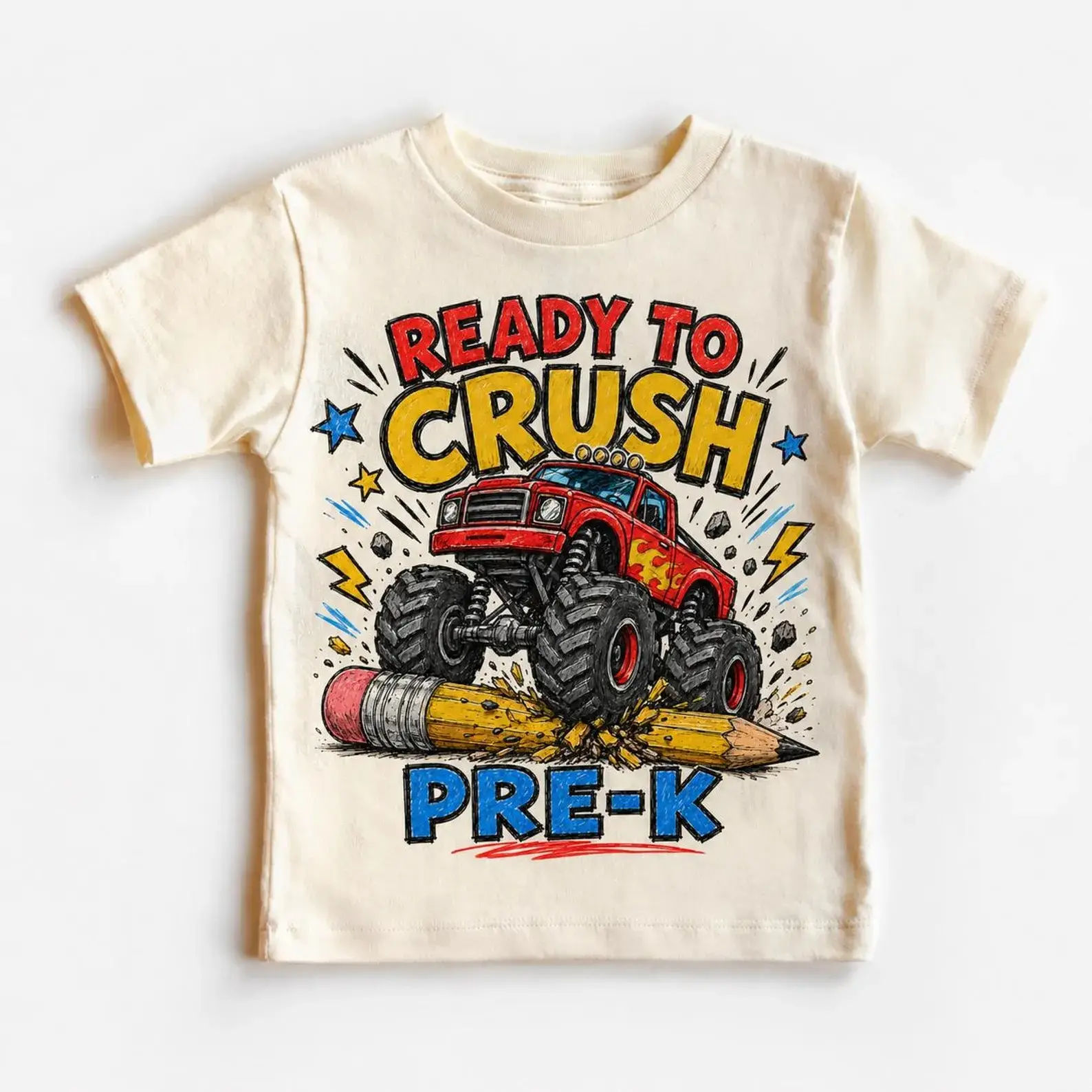 Ready To Crush Pre-K Youth Shirt, Monster Truck Back To School Youth Tee, Boys Pre K Graphic Shirt, First Day of School Gift