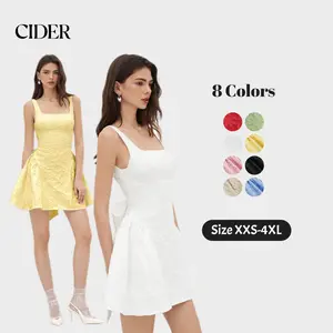 Cider Backless Bowknot Mini Dress – Floral Jacquard U-Neckline Party Dress for Women, Built-in Bra Friendly, Statement Piece for Date Night & Cocktail Events