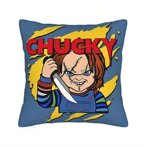 1pc Chucky "'s Play" Horror Movie Throw Pillow Cover - Pop Art Design, 100% Polyester, Zipper Closure, Machine Washable, for Bedroom, Living Room, Horror Fan Gift (No Insert), Bedroom Decor