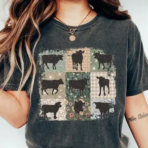 Boho Cow Shirt, Farm Shirt, Retro Farmhouse Shirt, Floral Cow Tee, Cow Shirt For Her, Women Shirt, Cottagecore Aesthetic Clothing, Cow Lover Gift for Her, Boho Flower Shirt, Women Tops, Cowgirl Shirt, Cow Lover Gift