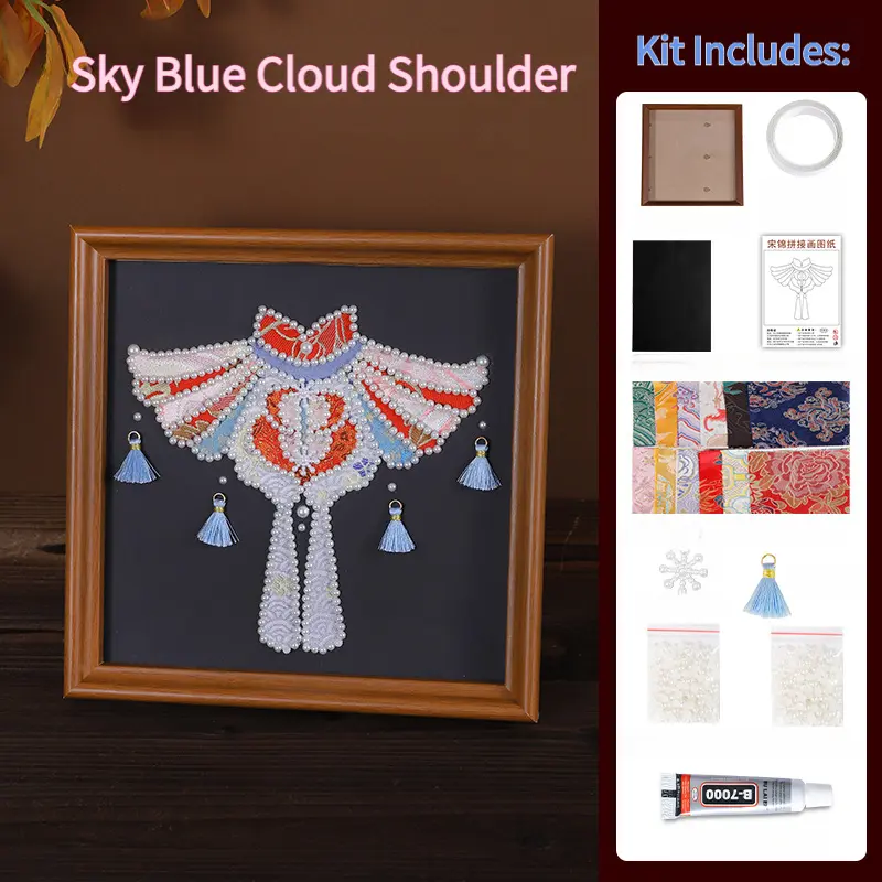 Mother's Day handmade Song brocade cloud shoulder pony DIY pearl photo frame fabric painting material kit team building warm-up decoration hanging ornament Mother's Day handmade Song brocade cloud shoulder pony DIY pearl photo frame fabric painting material kit team building warm-up decoration hanging ornament