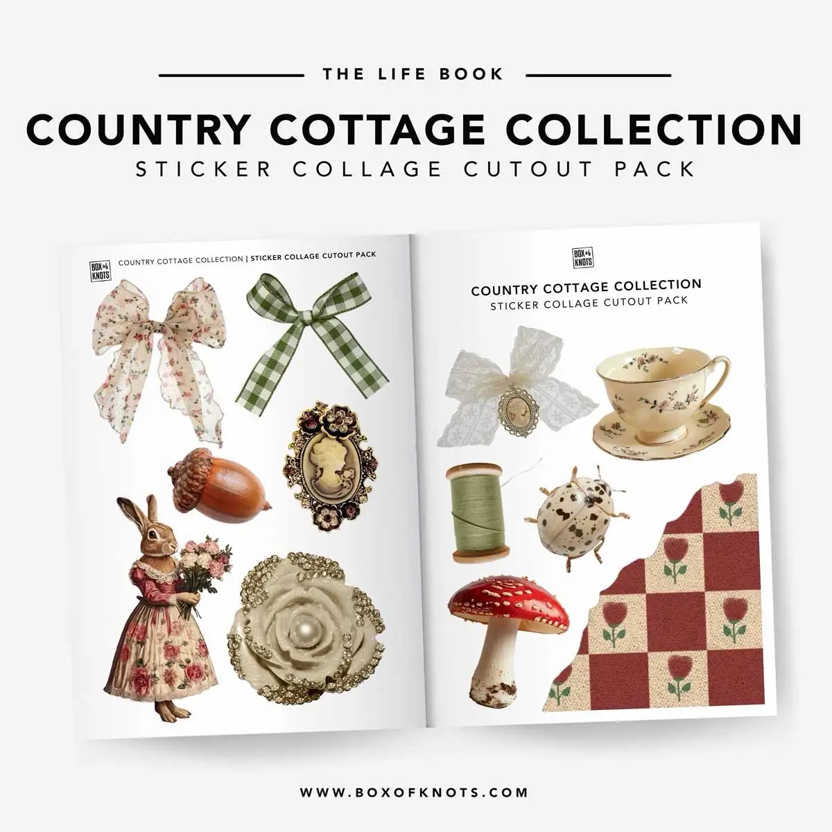 Country Cottage Collection Pack | Sticker Collage Club | Full Sticker Adhesive | Cottagecore | Paper Crafts | Creative Junk Journaling & Scrapbooking 