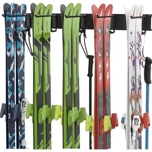 32 inch Ski Rack, Wall Mounted Ski Storage for Garage Storage Snowboard Organizer System, 10 Pairs of Skis Holder Hangers for Home Shed, Holds Up to 300lbs