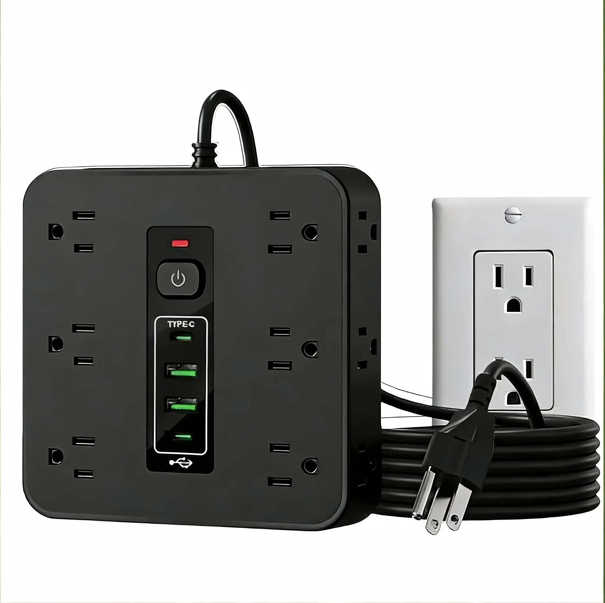 16-in-1 Power Strip with Switch & Surge Protection, Multifunctional Power Strip with 12AC Outlets & 2 USB & 2 Type-C, USB Ports Socket for Office, Home and Travel, Wall Outlet Extender,Power Socket Expander,Father's Day Gift, SummerVibes