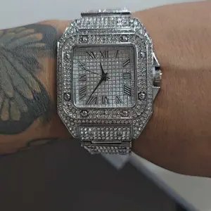 Men's Casual Fashion Quartz Watch, Elegant Square Dial Rhinestone Decorated Alloy Case Wristwatch, Classic Simple Fashion Street Style For All Seasons, Black Friday Deal Watch Suitable For Casual Business Wear, Birthday Christmas Gift