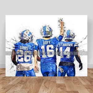 Jared Goff Poster, Amon-Ra St. Brown, Jahmyr Gibbs, Poster Print Unframed, Decor Wall Art Print, Kids Decor, Man Cave, Sports Art
