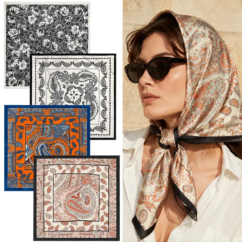 70cm Paisley & Floral Print Handkerchiefs - 4-Piece Set, 27.56in, Ideal for Men & Women, Stylish & Versatile