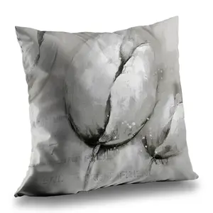 360 Stand 14x14 in. Contemporary Tulips Gray Poly Twill Throw Pillow Insert - Poly Twill Fabric Decorative Piece for Home Decor
