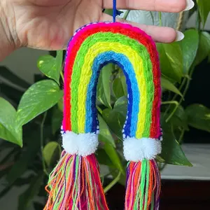Handmade embroidered Rainbow Keychain