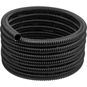 VEVOR 21 ft Corrugated Pond Tubing, 1 inch Inner Diameter, Flexible PVC Hose, Black Drain Pipe, Plastic Corrugated Water Tubing for Pond, Pump, Fountain, Garden, Swimming Pools, Filters, (1 pcs)VEVOR Super Brand Day