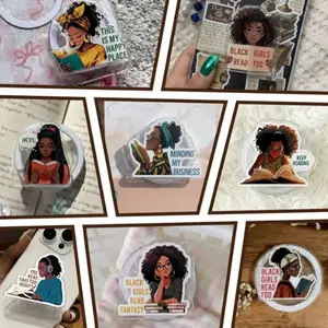 Black Girls Read Fantasy Phone Grip, Minding My Business Pop Socket For Kindle, Reading Lover Gift And Stylish Black Gifts
