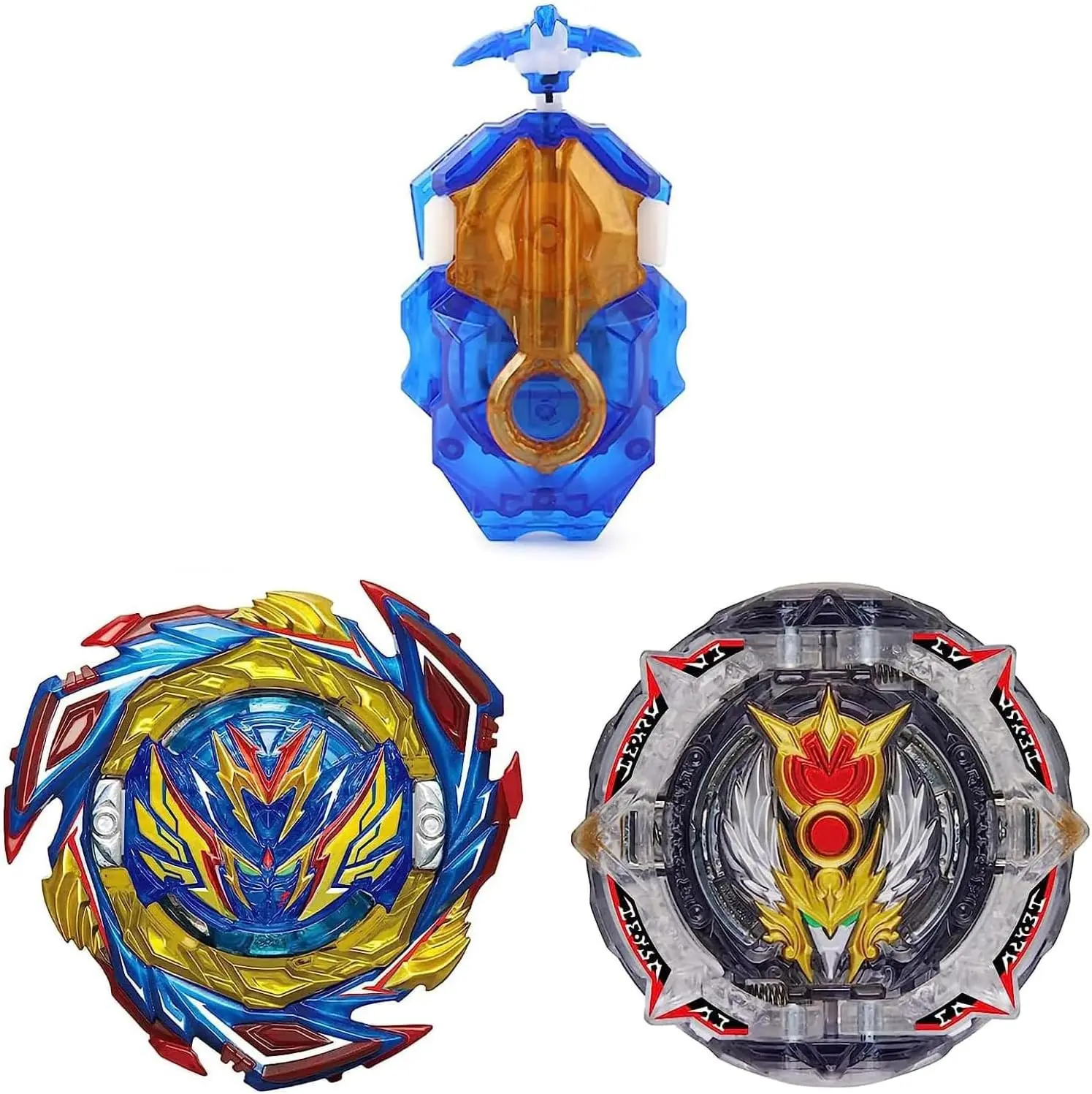Jokvaex Battling Top Burst Gyro Toy Set with Launchers, B-187+B-192 Gasing Spintop Games Spinners, Unisex Without RC, Perfect Gift for Children