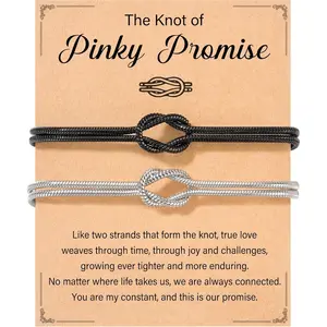 Matching Couples Bracelets, Love Knot Snake Chain Relationship Jewelry for Him and Her, Stainless Steel Anniversary Gift