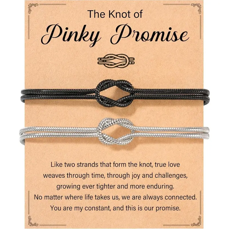 Unisex Hypoallergenic Stainless Steel Love Knot Snake Chain Bangle Bracelets - Adjustable Fit, Matching Couple Gifts, Daily Wear Fashion Jewelry,summerwins