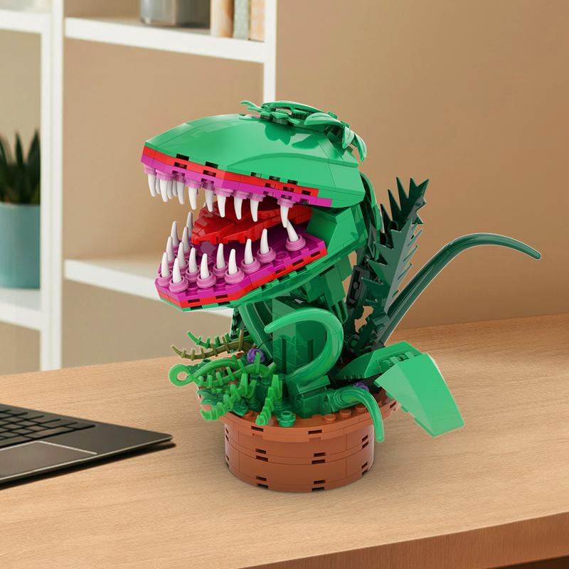 TENHORSES Audrey II Piranha Plant Building Blocks Kit 342 Pieces Compatible with Lego Sets Little Shop of Horrors Openable Mouth DIY Model for Kids Over 8 Years Old Halloween Gift