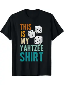 Yahtzee Dice Game Night Design Graphic Tees Casual Men's Top Vintage Funny T-shirt Crewneck Breathable