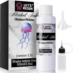 White Alcohol Ink for Epoxy Resin, Upgraded White Alcohol Ink 3.5oz/100ml, Alcohol-Based Resin Ink, White Resin Pigment for Resin Petri, Tumblers, Painting, Resin Art - LET'S RESIN