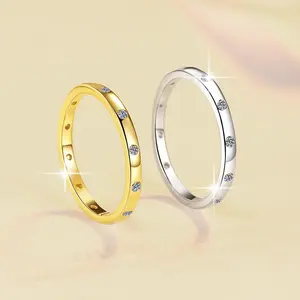 S925 Sterling Silver Full Band Ring Synthetic Moissanite Ring -568