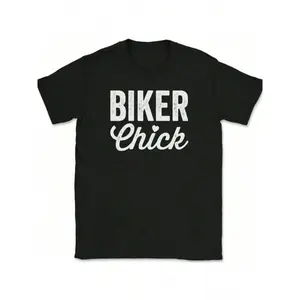 180gBiker Chick Motorcycle Riding Novelty Text Graphic T Shirt