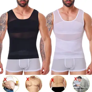1/2/3/4 Pack Menswear Body Shaper Shapewear Vest Tummy Control Underwear Lightweight Sports Workout Tank Tops Stretchy Breathable Mesh Shirt Compression Comfy Elastic Clothes Undershirt Gamis Gamis Bestie