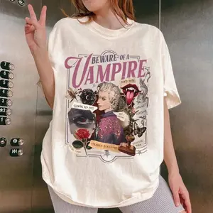 Beware Of A Vampire Shirt, Funny Astarion Game Fan Tshirt, Astarion Dark Humor Bg3 Apparel, High Elf Game, Unisex Short Sleeve Tee, Graphic Round Neck Tee