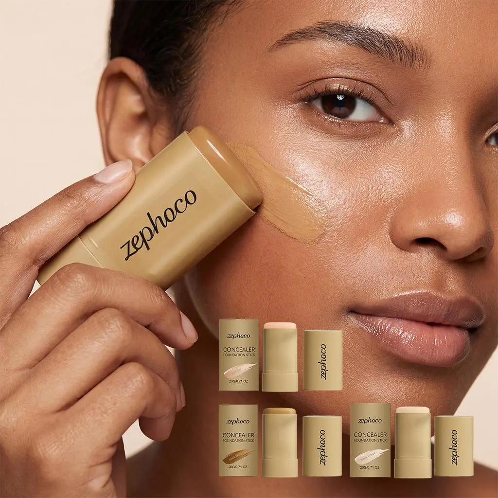 Portable Concealer Foundation Stick — Buildable Coverage, 3 Shades (Natural, Ivory, Deep)