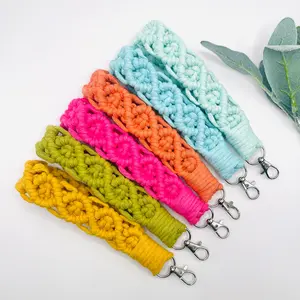 Colorful Diamond Macrame Wristlet Keychain Accessory - Vibrant Colors, Chunky Handmade Key chain Wristlet, Macrame Design, Girl Gift cute keychain female gift