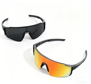 2 Pack Sports Shield Sunglasses -  Matte Black Frame, Anti-Glare Lenses (Black & Orange Mirrored), Lightweight & Windproof, Perfect for Cycling, Running, Hiking & Driving