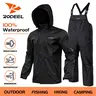 【RODEEL】Waterproof Bib Overalls Rain Suit Men Lightweight Breathable Full Zip Hooded Jacket Durable Rain Coat Weatherproof Rainwear For Outdoor Hiking Camping Fishing Construction Landscaping Gardening Tree Service Workwear SummerWins