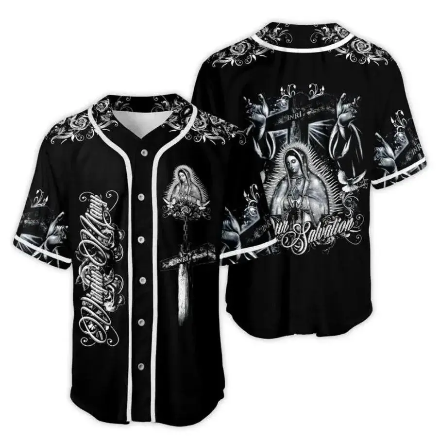 Guadalupe Baseball Jersey for Men, Our Lady of Guadalupe Religious Sports Shirt and Catholic Gift
