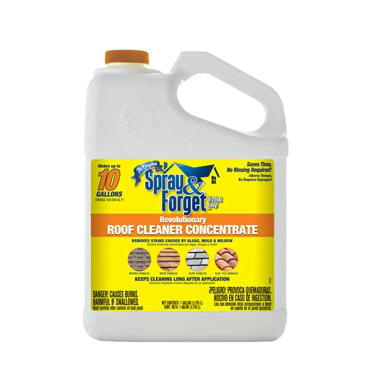 212 MAIN Outdoor Household Roof Cleaner Concentrate - 1 gal Container, Spray & Forget 7002830, Algae/Mold & Mildew Remover, All Seasons, Pack of 4
