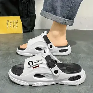 Men'S Summer 2025 EVA Cushioned Slide Sandals - Breathable, Non-Slip, Waterproof, Dual-Purpose Indoor/Outdoor Wear, Comfortable Soft Sole with "ZAP IT!" Graphic Design, Open Toe, Black/White Options, Summer Sandals