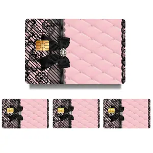 Pink Lace Pattern Credit Card Skin Sticker, Ultra-thin Waterproof Scratch Resistant Card Sticker, Personalized Bank Card Decorative Sticker, Personalized Look, Customizable Stickers, Decal