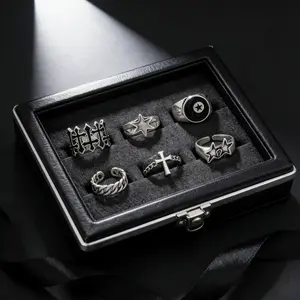 Hip Hop Niche Pentagram & Cross Rings - Men’s Fashion Personalized Index Finger Ring Set