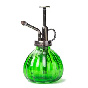 Flower Water Spray Bottle Can Pot Plant Mister, Vintage Pumpkin Style Decorative Glass Plant Atomizer Watering Can Pot with Pump for Terrariums Flowers Potted Plants