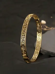 Stainless Steel Texture Bracelet, 18k Gold Plated Vintage Fashion, Unisex Daily Wear, Party, Holiday Gift, Simple and Stylish, Elegant Jewelry Bracelet