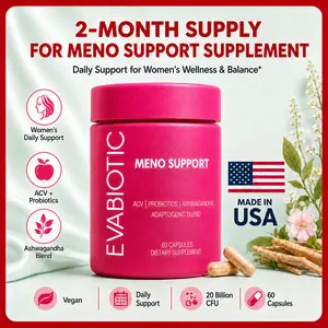 EVABIOTIC Meno Support Supplement for Women, ACV Probiotics & Ashwagandha Blend, Women’s Daily Wellness Support, Vegan Non-GMO Dietary Supplement, 60 Capsules